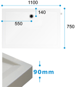 Dimensions for Dipper Shower Tray