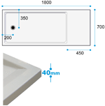 Dimensions for Falcon 1800x700 low level shower tray