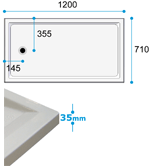 Dimensions for Kestral Low Level shower tray