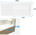Dimensions for Kittiwake Step in shower tray