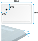 Dimensions for Mallard Low Level Shower Trays